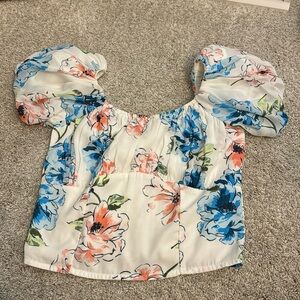 Abercrombie Ruched Puff Sleeve Scoopneck Top